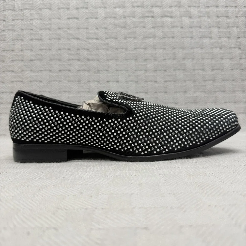 Stacy Adams Men‎ Shoes Swagger Studded Slip On Satin Black 25228-042 Size 11